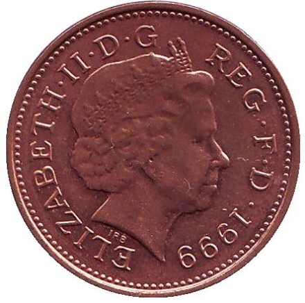 Монета 1 пенни. 1999 год, Великобритания. (Магнитная)