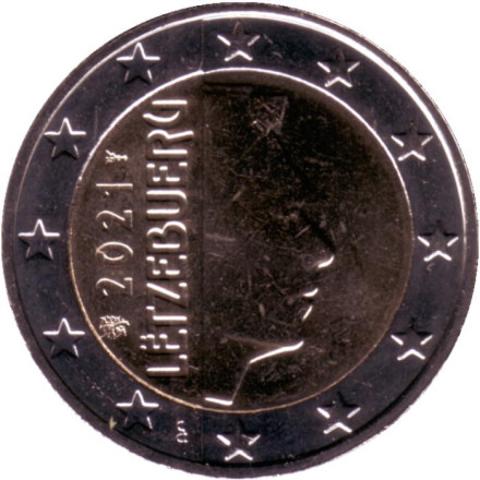 Монета 2 евро. 2021 год, Люксембург.