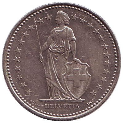 Монета 1/2 франка. 1984 год, Швейцария. Монета 1/2 франка. 1984 год, Швейцария.