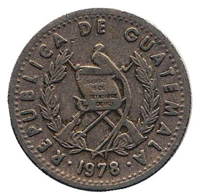 Монета 5 сентаво. 1978 год, Гватемала. Хлопковое дерево. Монета 5 сентаво. 1978 год, Гватемала. Хлопковое дерево.