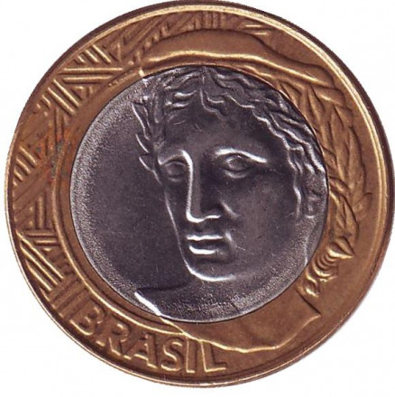 Монета 1 реал. 2013 год, Бразилия.