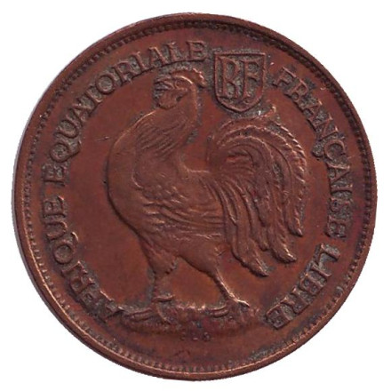 Монета 1 франк. 1943 год, Французская Экваториальная Африка.