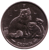 Рэгдолл. Кошки. Монета 1 крона. 2007 год, Остров Мэн.