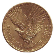 Монета 2 чентезимо. 1964 год, Чили. aUNC. Кондор. Монета 2 чентезимо. 1964 год, Чили. aUNC. Кондор.