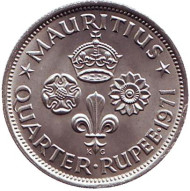 Монета 1/4 рупии. 1971 год, Маврикий. UNC. Монета 1/4 рупии. 1971 год, Маврикий. UNC.