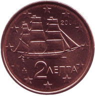 Монета 2 цента, 2004 год, Греция. Монета 2 цента, 2004 год, Греция.