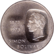 Монета 10 боливаров. 1973 год, Венесуэла. 100 лет изображению на монетах бюста Симона Боливара. Монета 10 боливаров. 1973 год, Венесуэла. 100 лет изображению на монетах бюста Симона Боливара.