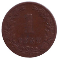 Монета 1 цент. 1883 год, Нидерланды. Монета 1 цент. 1883 год, Нидерланды.