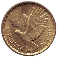 Монета 10 чентезимо. 1970 год, Чили. Кондор. Монета 10 чентезимо. 1970 год, Чили. Кондор.