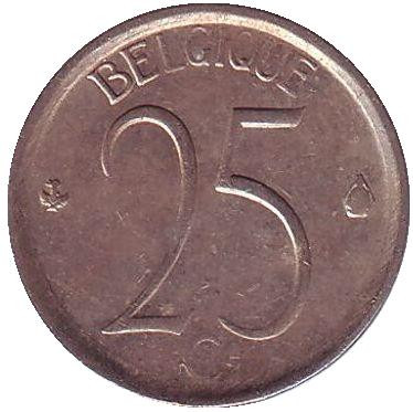 Монета 25 сантимов. 1969 год, Бельгия. (Belgique)
