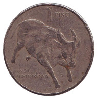 Монета 1 песо. 1985 год, Филиппины. Буйвол.