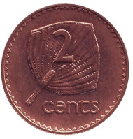 Монета 2 цента. 2001 год, Фиджи. Веерная пальма. Монета 2 цента. 2001 год, Фиджи. Веерная пальма.