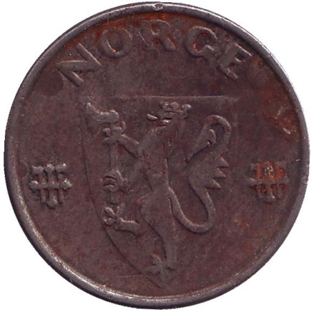 Монета 5 эре. 1941 год, Норвегия. (Железо) Монета 5 эре. 1941 год, Норвегия. (Железо)