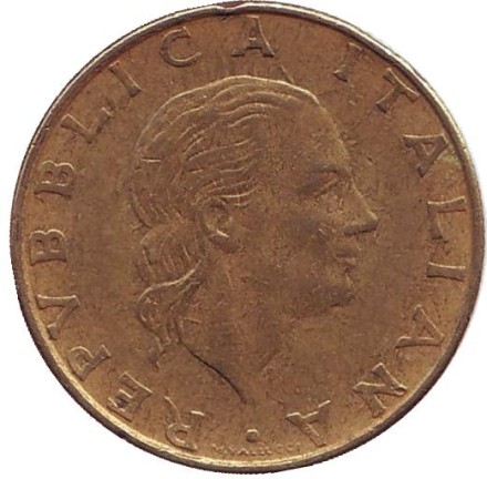 Монета 200 лир. 1977 год, Италия. Монета 200 лир. 1977 год, Италия.