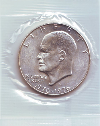 Монета 1 доллар. 1976 год (S). США. Серебро. 200 лет независимости США.
