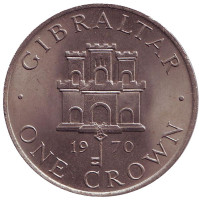 Замок. Монета 1 крона. 1970 год, Гибралтар.