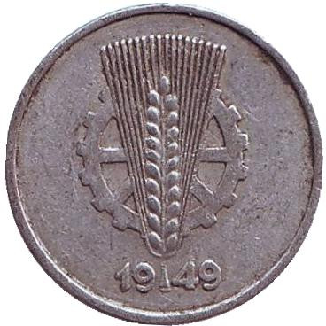 Монета 1 пфенниг. 1949 год (А), ГДР.