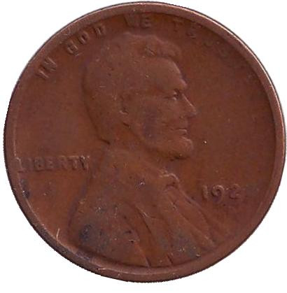Монета 1 цент. 1922 год (D), США. Линкольн.