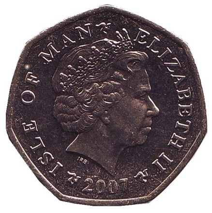 Монета 50 пенсов. 2007 год, Остров Мэн. (Отметка "AA") Башня Милнера. Монета 50 пенсов. 2007 год, Остров Мэн. (Отметка "AA") Башня Милнера.