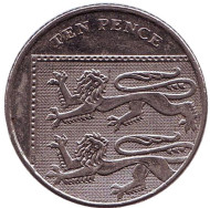 Монета 10 пенсов. 2009 год, Великобритания. Монета 10 пенсов. 2009 год, Великобритания.