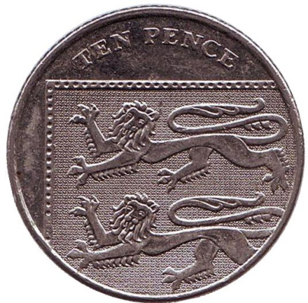 Монета 10 пенсов. 2009 год, Великобритания.