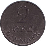 Монета 2 эре. 1964 год, Дания. (цинк). Монета 2 эре. 1964 год, Дания. (цинк).