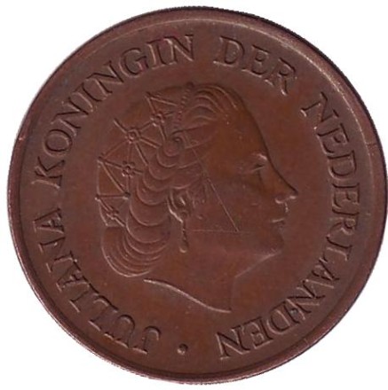 Монета 5 центов. 1977 год, Нидерланды.