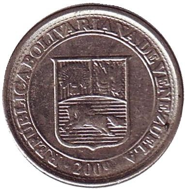 Монета 10 сентимо. 2009 год, Венесуэла. Монета 10 сентимо. 2009 год, Венесуэла.