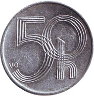 Монета 50 геллеров. 2001 год, Чехия. Монета 50 геллеров. 2001 год, Чехия.