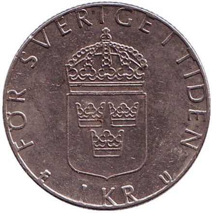 Монета 1 крона. 1981 год, Швеция.