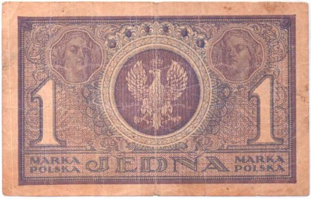 Банкнота 1 польская марка. 1919 год, Польша. P-19(2).