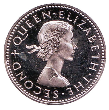 Монета 1 шиллинг. 1965 год, Новая Зеландия. Proof. Воин Маори.