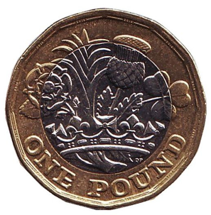 Монета 1 фунт. 2018 год, Великобритания.