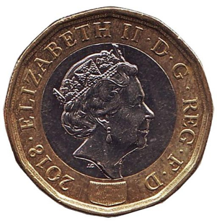 Монета 1 фунт. 2018 год, Великобритания.