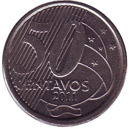 Монета 50 сентаво. 2011 год, Бразилия. Хосе Паранхос.