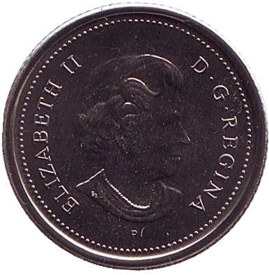 Монета 10 центов. 2004 год, Канада. 100 лет Открытому чемпионату по гольфу в Канаде.