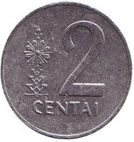 Монета 2 цента, 1991 год, Литва. Из обращения. Монета 2 цента, 1991 год, Литва. Из обращения.