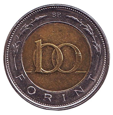 Монета 100 форинтов. 2018 год, Венгрия.
