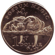 Монета 1 доллар. 2017 год, Австралия. Употребляя специальную еду, опоссум останется видимым навсегда.