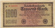 Рейхсбанкнота 1000 марок. 1922 год, Веймарская республика.