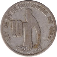 Монета 10 сентаво. 1948 год, Гватемала.