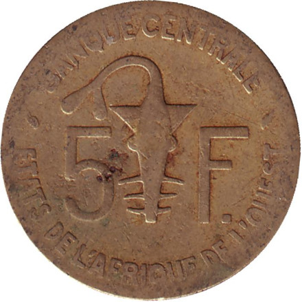 Монета 5 франков. 1985 год, Западные Африканские Штаты.