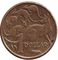 Кенгуру. Монета 1 доллар. 2008 год, Австралия.