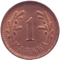 1 марка. 1951 год (медь), Финляндия. XF-aUNC.