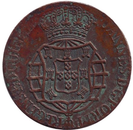 Монета 1 макута. 1814 год, Ангола в составе Португалии. Монета 1 макута. 1814 год, Ангола в составе Португалии.
