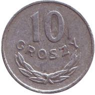 Монета 10 грошей. 1977 год, Польша. Монета 10 грошей. 1977 год, Польша.