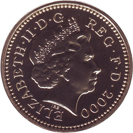 Монета 1 фунт. 2000 год, Великобритания. Дракон. BU.