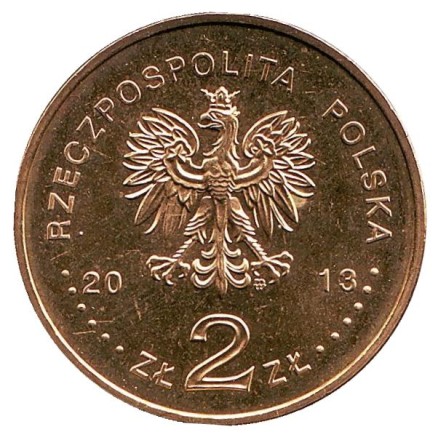 Монета 2 злотых, 2013 год, Польша. Футбольный клуб - Варта (Познань).