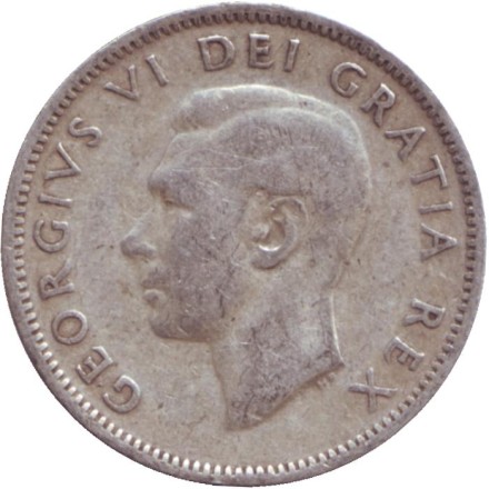 Монета 25 центов. 1951 год, Канада. Канадский олень (Карибу). Монета 25 центов. 1951 год, Канада. Канадский олень (Карибу).