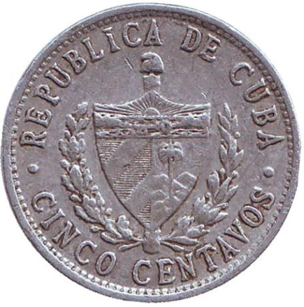 Монета 5 сентаво. 1971 год, Куба.